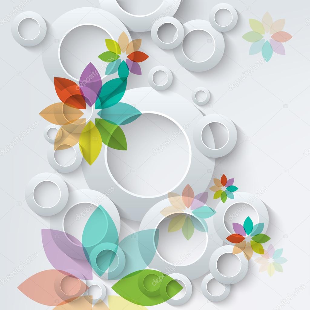 Abstract 3D Template with floral elements