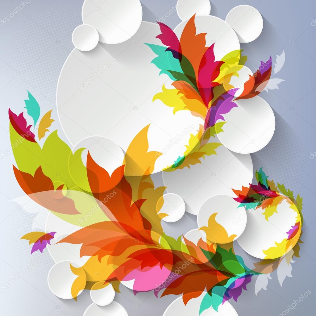Abstract 3D Template with floral elements