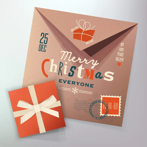 Christmas gratulationskort. Merry christmas bokstäver — Stock vektor