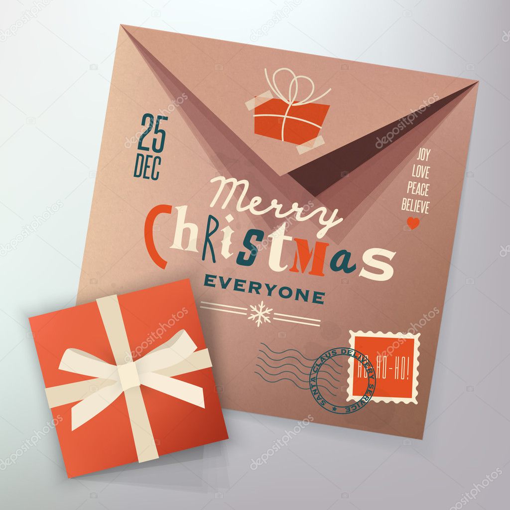 Christmas Greeting Card. Merry Christmas lettering