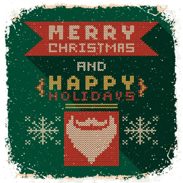 Gestrickte Weihnachtspostkarte — Stockvektor