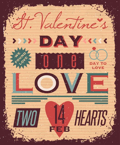 Cartel de San Valentín estilo vintage — Vector de stock