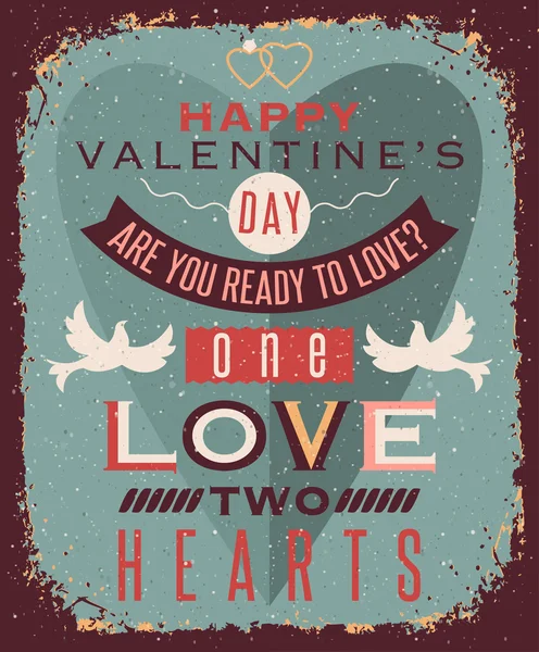 Vintage style valentines day poster — Stock Vector