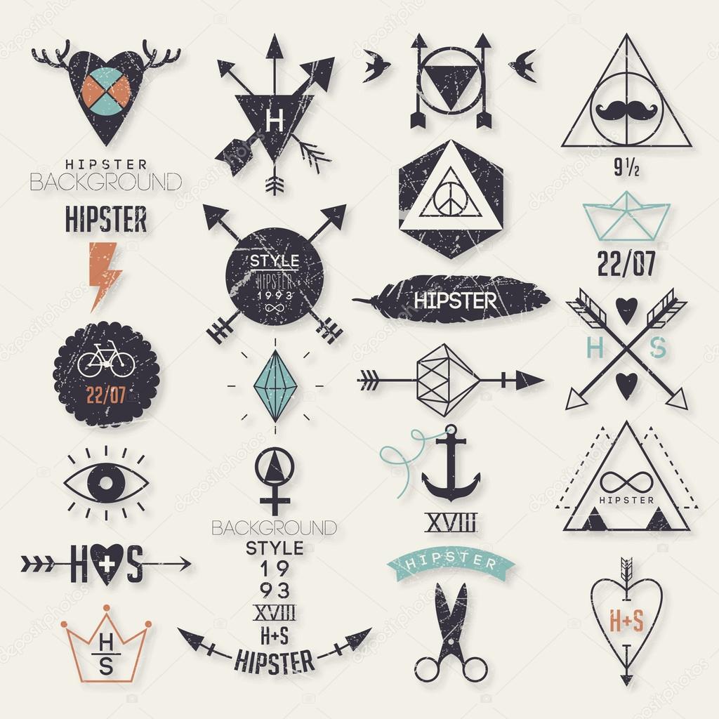Hipster style elements and labels