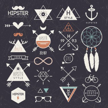 hipster stil öğeleri ve Etiketler