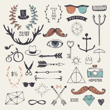 hipster stil öğeleri ve Etiketler