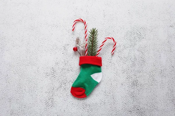 Modello Biglietto Auguri Natale Con Graziosi Calzini Natale Piatto Laico — Foto Stock