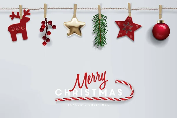 Ilustración Vectorial Con Letras Símbolos Navideños Realistas Tarjeta Felicitación Navidad — Vector de stock