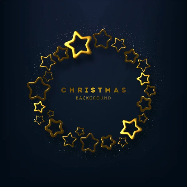 Abstract Christmas Vector Illustration Different Golden Stars — Stock Vector
