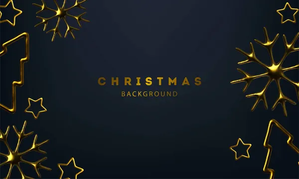 Farklı Altın Yıldızlara Sahip Soyut Noel Vektör Çizimi — Stok Vektör