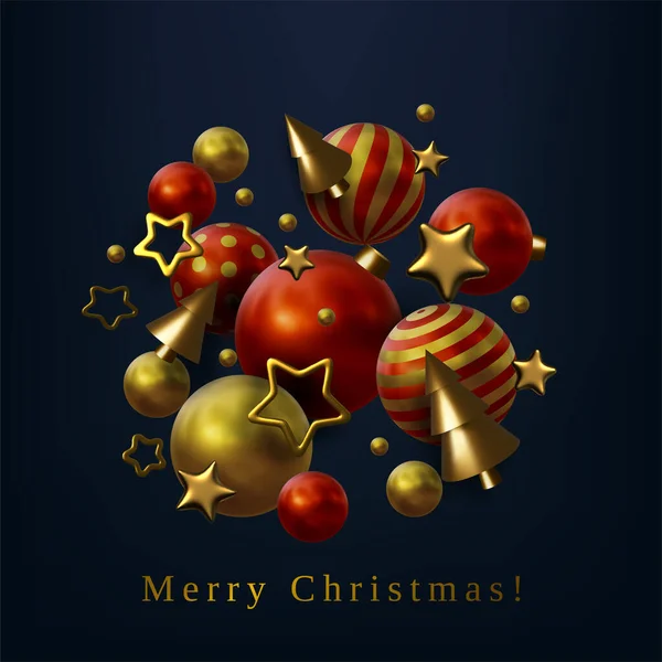 Ilustración Abstracta Del Vector Navidad Con Diferentes Estrellas Doradas Árboles — Archivo Imágenes Vectoriales
