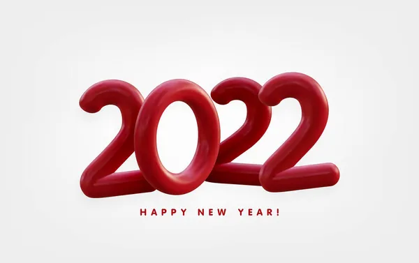 ハッピー2022年新年の3Dレンダリング現実的なベクトルレタリングイラスト — ストックベクタ
