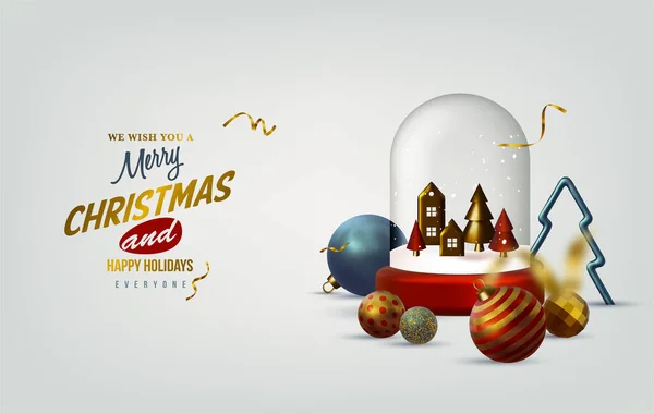 Abstract Kerst Vector Illustratie Met Verschillende Gouden Sterren Kerstbomen Ballen — Stockvector