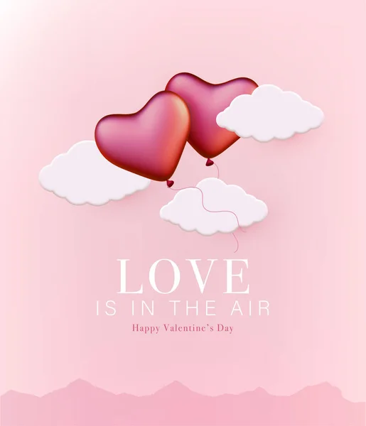 Realistic Vector Heart Shape Illustration Romantic Valentine Day Greeting Card — Vettoriale Stock