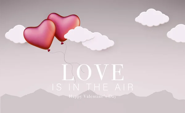 Realistic Vector Heart Shape Illustration Romantic Valentine Day Greeting Card — Stock vektor