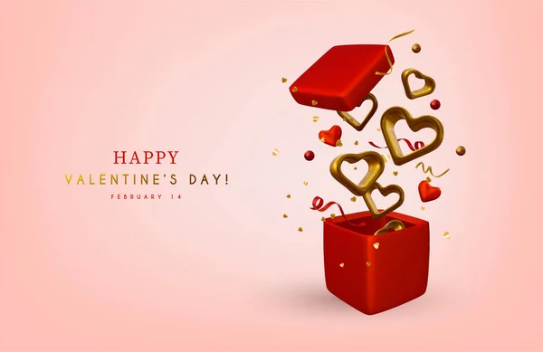 Realistische Vector Hart Vorm Illustratie Romantische Valentijnsdag Wenskaart — Stockvector