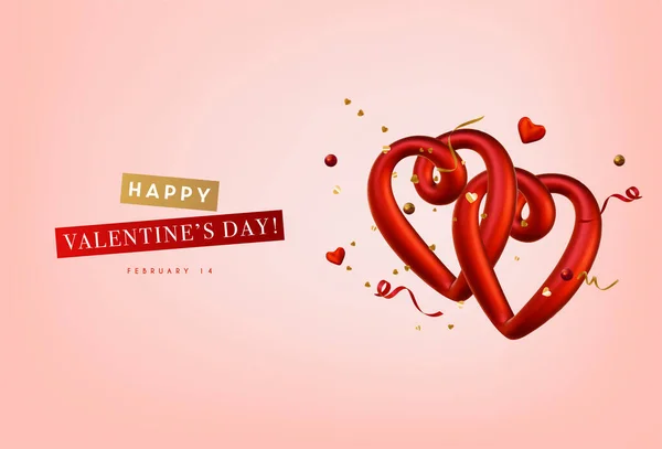 Realistic Vector Love Illustration Romantic Valentine Day Greeting Card — Stock Vector