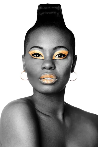 Cara de belleza negro y oro — Foto de Stock