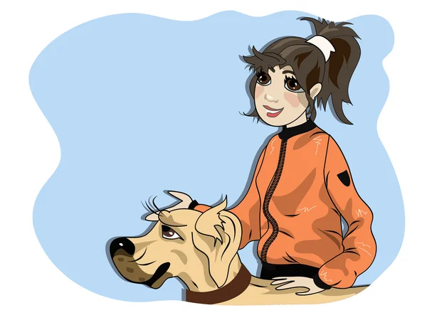 Fille et chien — Image vectorielle