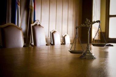 Decorative Scales of Justice in the Courtroom clipart