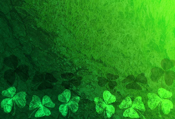 Sfondo Grunge verde con trifogli — Foto Stock