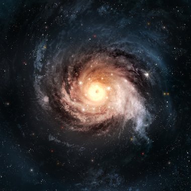 Uzayın derinliklerinde bir yerde inanılmaz güzel bir sarmal galaksi
