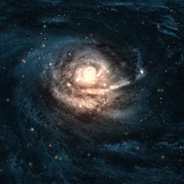 Uzayın derinliklerinde bir yerde inanılmaz güzel bir sarmal galaksi
