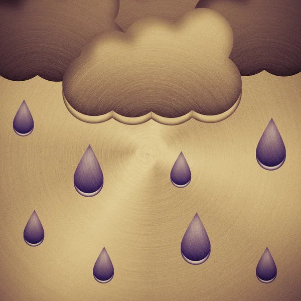 Regen, gestempeld in gepolijst metaal — Stockfoto