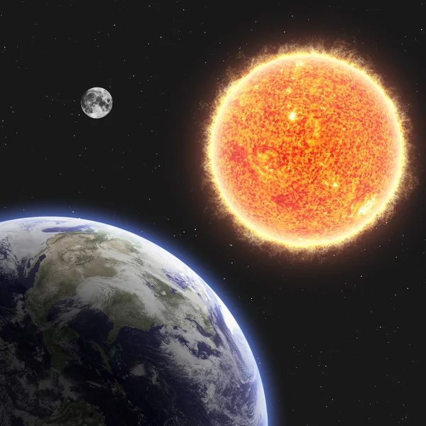 Earth and Sun. Elements of this image furnished by NASA — Stock Photo, Image