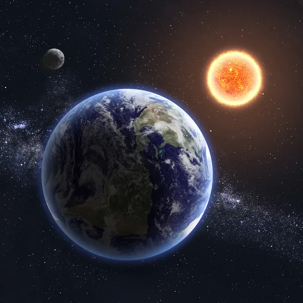 Earth and Sun. Elements of this image furnished by NASA — Stock Photo, Image