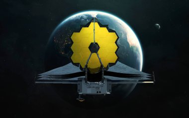 James Webb teleskobu yörüngeye girmeye hazırlanıyor. JWST fırlatma sanatı. Görüntü elementleri Nasa tarafından sağlandı