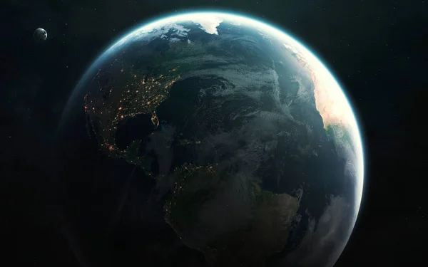 Planeetta Maan näkymä ISS kiertoradalta. Nasan antamat kuvan elementit — kuvapankkivalokuva