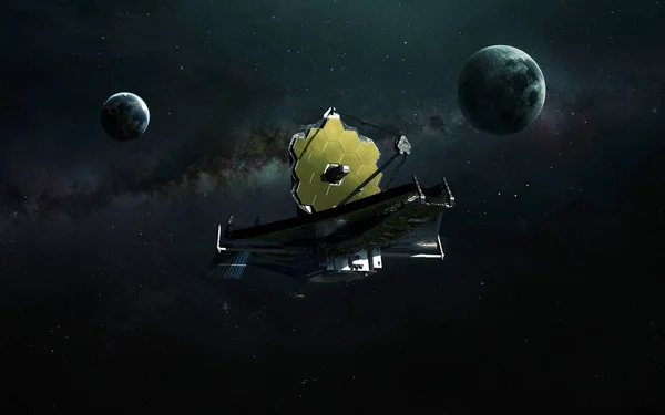 Telescopul James Webb Pregătește Intre Orbită Jwst Lansează Arta Elemente Imagini stoc fără drepturi de autor