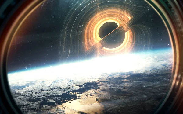 Gaura Neagră Uriașă Amenință Planeta Pământ Arta Științifico Fantastică Realistă — Fotografie, imagine de stoc