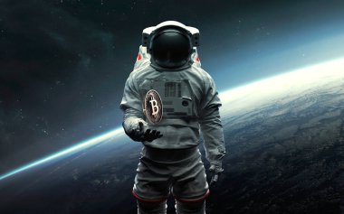 Dünya çapındaki üç boyutlu kripto para birimlerinin çizimi. Dijital para, küresel ödemeleri ve gelecekteki teknolojileri engelliyor. Görüntü elementleri Nasa tarafından sağlandı 
