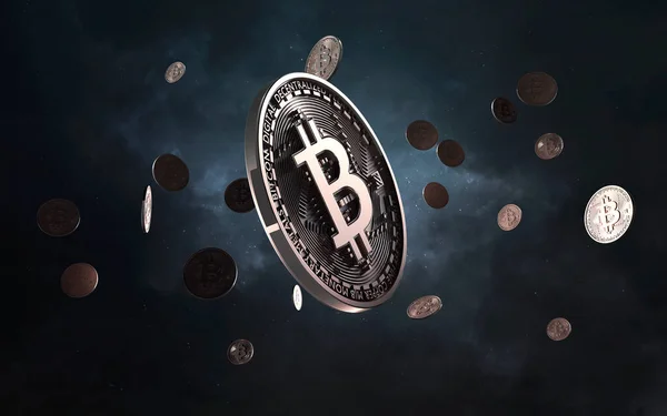 Ilustrație Criptomonedelor Tehnologiei Blockchain Banilor Digitali Din Întreaga Lume Bitcoin — Fotografie, imagine de stoc