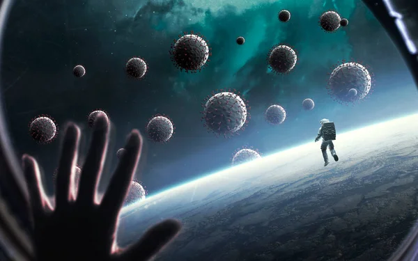 Illustratie Van Covid Pandemie Achtergrond Van Planeet Aarde Virus Hele — Stockfoto