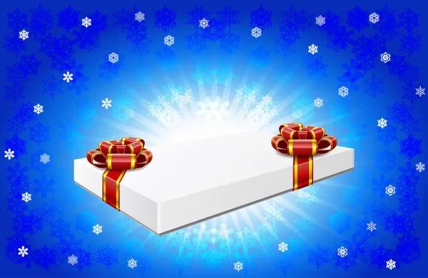 Gift box is on winter background. — Stock Vector