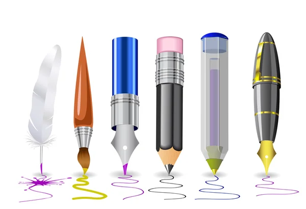 Crayon et pinceau . — Image vectorielle