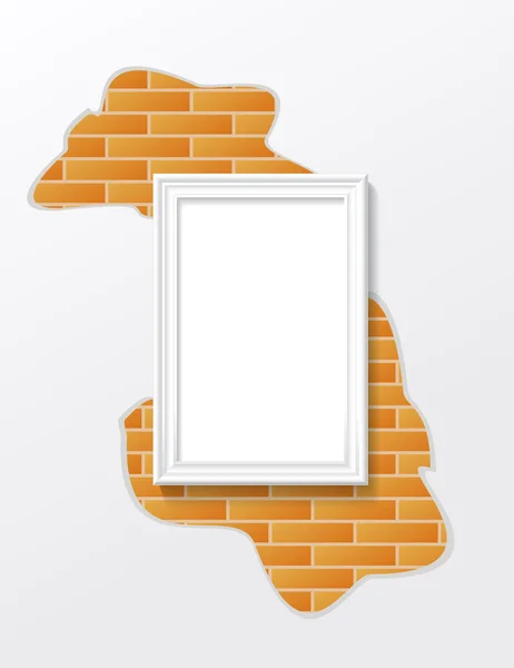 Le cadre est sur le mur de briques . — Image vectorielle