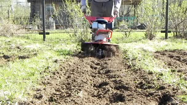 Garden tiller. — Stock Video