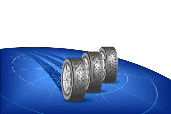 Tires go round the globe. — Stock Vector