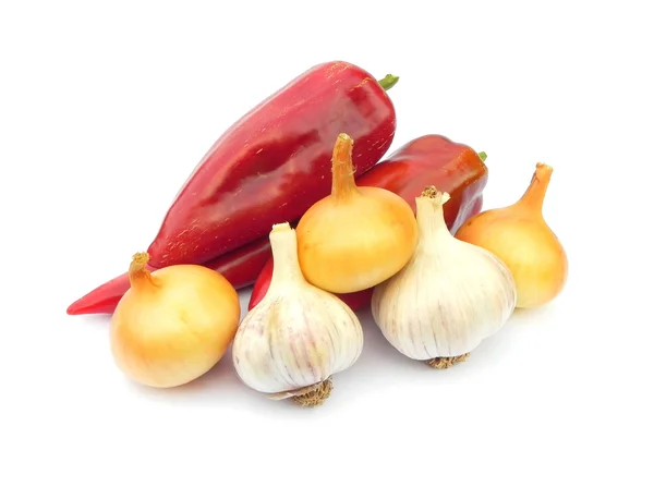 Pepper, onion and garlic. — Stock Photo, Image