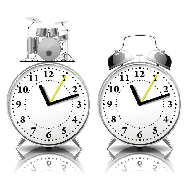 Relógio despertador definido em um estilo retro . — Vetor de Stock