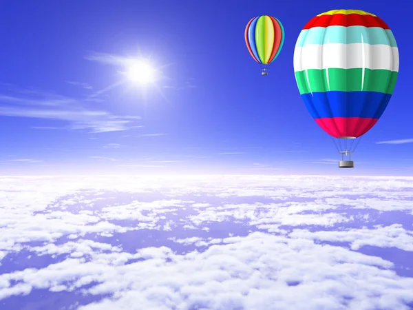 Os balões estão no céu ensolarado . — Fotografia de Stock