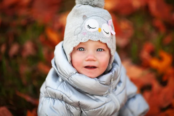 Portrait of a baby with autumn — Stock Photo, Image