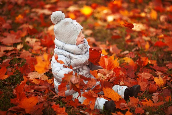 Portrait of a baby with autumn — Stock Photo, Image