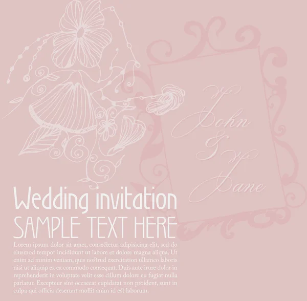 Invitation de mariage ornementale illustrée illustration vectorielle — Image vectorielle