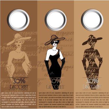 Resimli güzel zarif kadın - vektör çizim