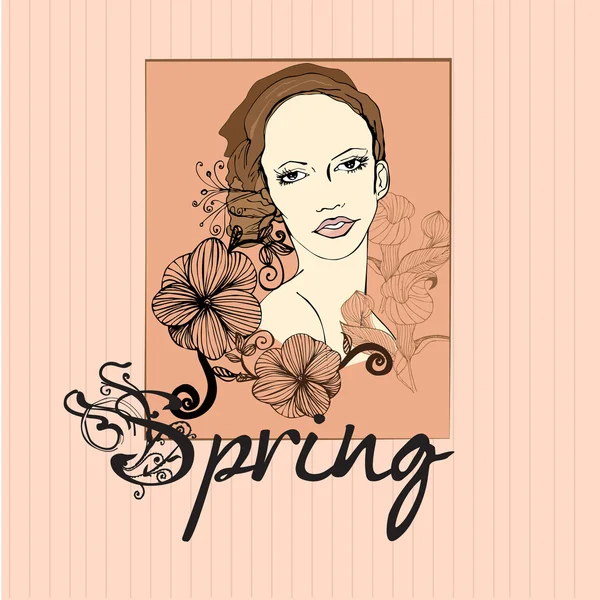 Diseño de tarjeta de felicitación ornamental vectorial Primavera — Archivo Imágenes Vectoriales